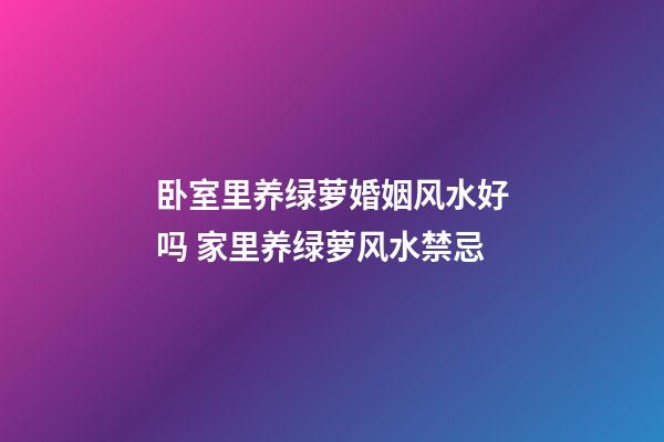 卧室里养绿萝婚姻风水好吗 家里养绿萝风水禁忌